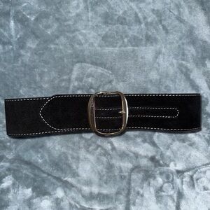 Ann Taylor Black Belt with Gold Buckle